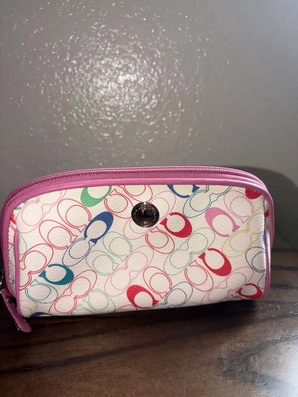 Coach Multi-Color Monogram Logo Cosmetic Makeup Pouch